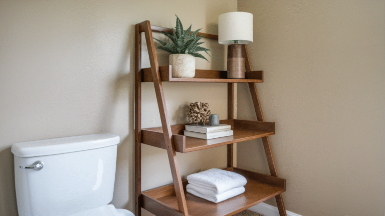 25 Brilliant Over Toilet Ladder Shelf Ideas For Modern Homes